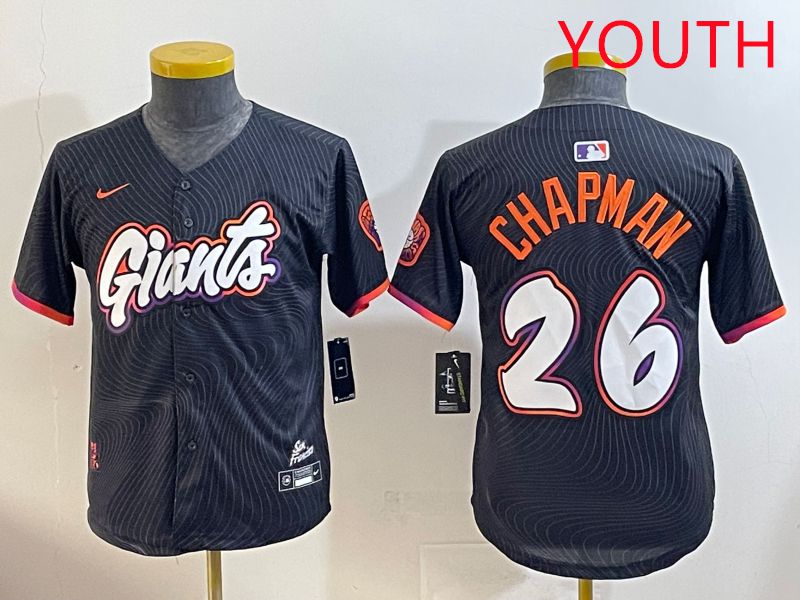 Youth San Francisco Giants #26 Chapman Black Joint Name 2025 Nike MLB Jersey style 1->houston astros->MLB Jersey